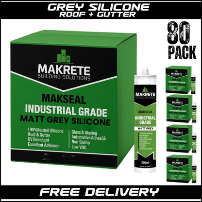 Makrete Makseal Industrial Grade Silicone – High Performance Silicone - (Box of 80) Matt Grey