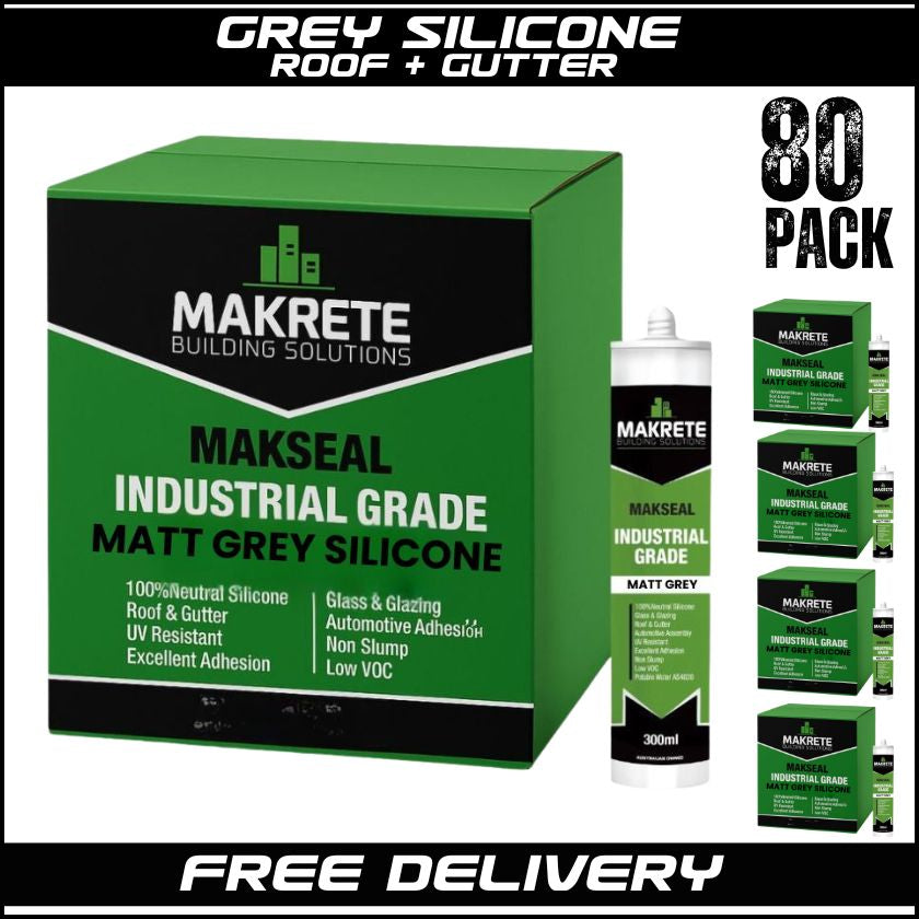 Makrete Makseal Industrial Grade Silicone – High Performance Silicone - (Box of 80) Matt Grey