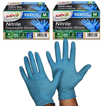 SABCO SABC-8005 BLUE NITRILE DISP GLOVES MEDIUM - BOX of 1000 GLOVES - South East Clearance Centre