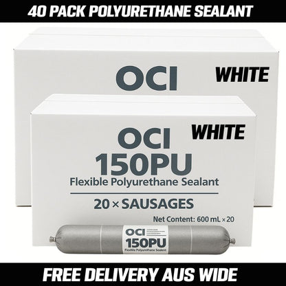 OCI 150PU FLEXIBLE POLYURETHANE SEALANT - WHITE 600ML (Box of 20) - South East Clearance Centre