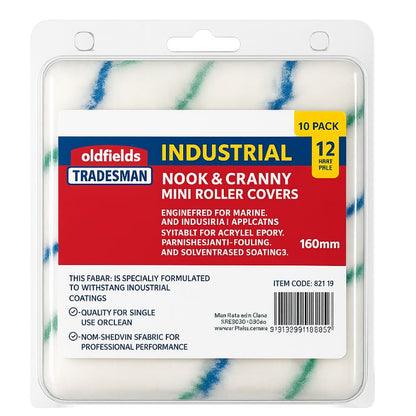 (10 Pack) Oldfields Nook & Cranny All Purpose Mini Paint Roller Cover Set - 12mm Pile - South East Clearance Centre