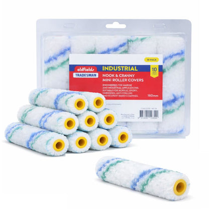 Oldfields Tradesman Industrial Nook & Cranny Mini Roller Covers – 160mm, 18mm Pile (10 Pack) - South East Clearance Centre