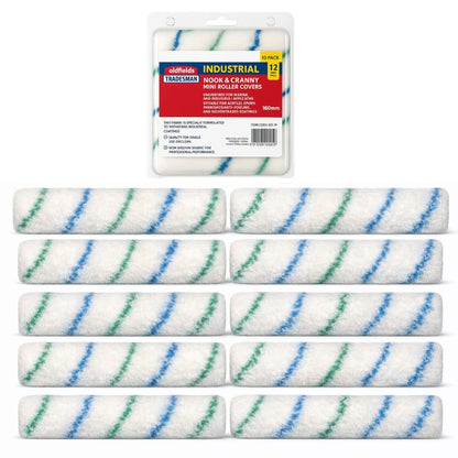 (10 Pack) Oldfields Nook & Cranny All Purpose Mini Paint Roller Cover Set - 12mm Pile - South East Clearance Centre