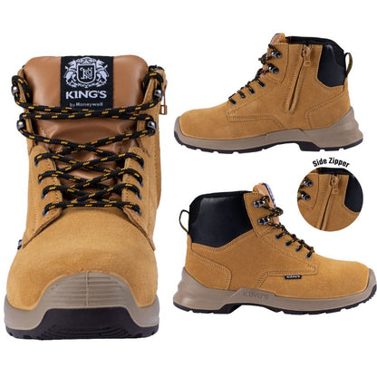 King's Wheat Lace-Up Zip Sided Ankle Boot - South East Clearance Centre