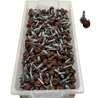 Otter 10-16 x 16mm Hex Head SDS Metal Screws with Seal Coarse Thread, Colorbond Class 4, Tub - 1000 Pack (TERRAIN) - South East Clearance Centre