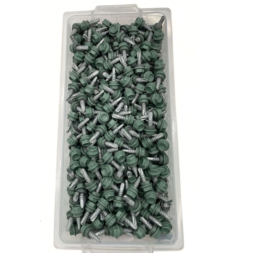 Otter 10-16 x 16mm Hex Head SDS Metal Screws with Seal Coarse Thread, Colorbond Class 4, Tub - 1000 Pack (WILDERNESS) - South East Clearance Centre