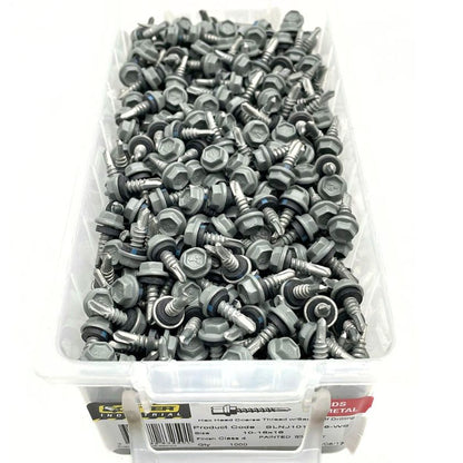 Otter 10-16 x 16mm Hex Head SDS Metal Screws with Seal Coarse Thread, Colorbond Class 4, Tub - 1000 Pack (WINDSPRAY) - South East Clearance Centre