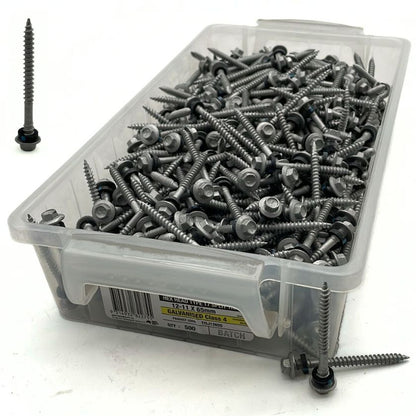 Otter 12-11 x 65mm Hex Head Type 17 Timber Screws with Seal | Class 4 Galvanised | 500 Pack
