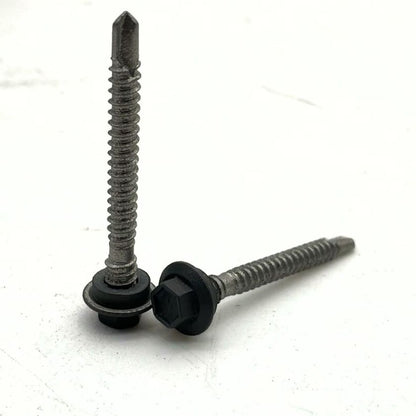 Otter 12-14 x 53mm Hex Head Coarse Split Thread with Seal (Self Drilling) SDS Metal Screws | Basalt | Class 4 | 1000 Pack - South East Clearance Centre
