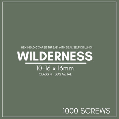 Otter 10-16 x 16mm Hex Head SDS Metal Screws with Seal Coarse Thread, Colorbond Class 4, Tub - 1000 Pack (WILDERNESS) - South East Clearance Centre