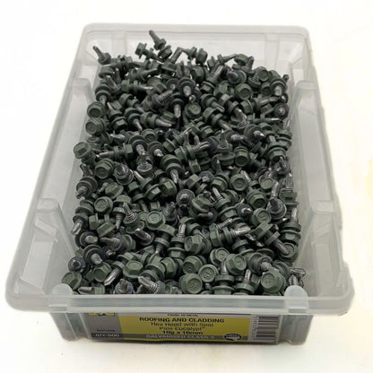 Otter Steel Pale Eucalypt, Roofing & Cladding Metal Screws 10g x 16mm (500 Pack) - South East Clearance Centre