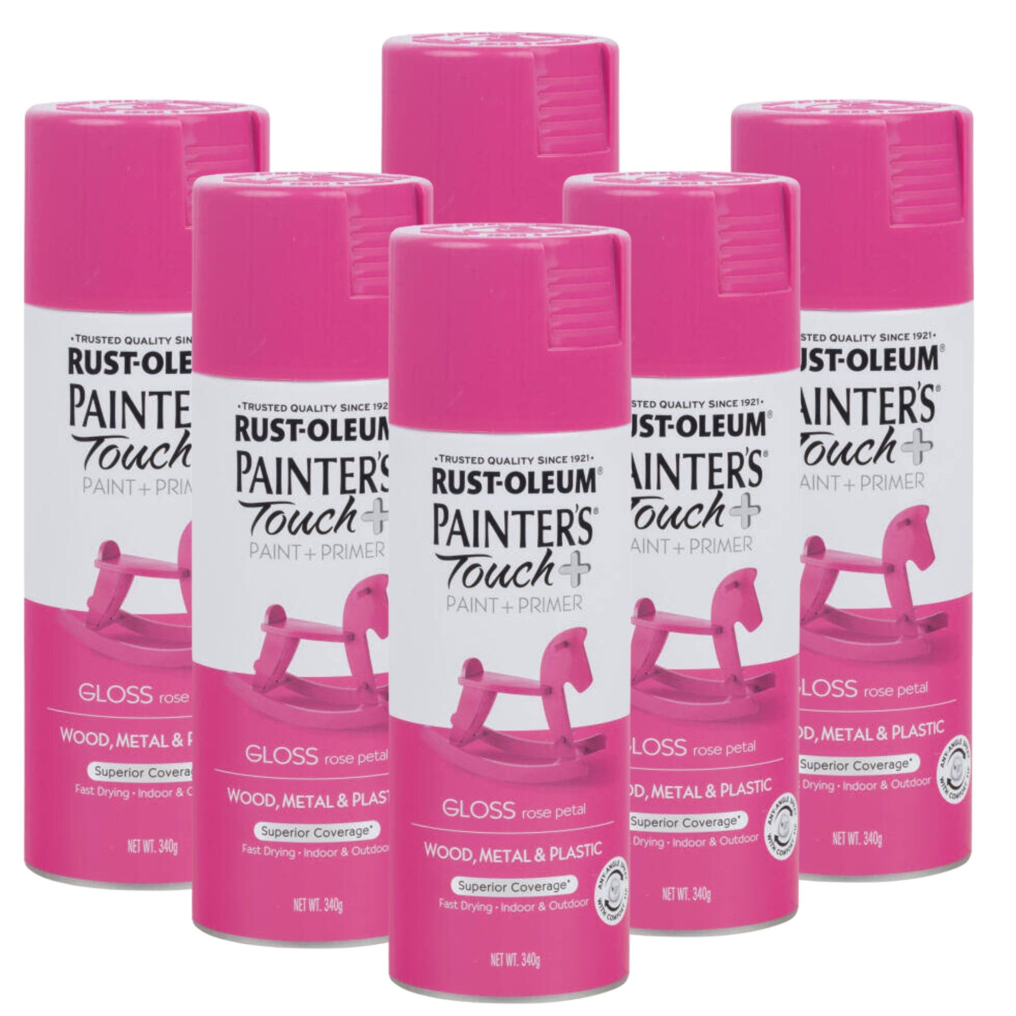 Rust-Oleum PAINTER'S TOUCH PLUS Painter’s Touch Plus Spray | GLOSS ROSE PETAL (6 CANS) - South East Clearance Centre