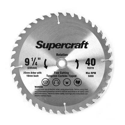 (6 Pack) Supercraft PT23540 Circular Saw Blade TCT 235mm/9-1/4in x 40 Teeth - South East Clearance Centre