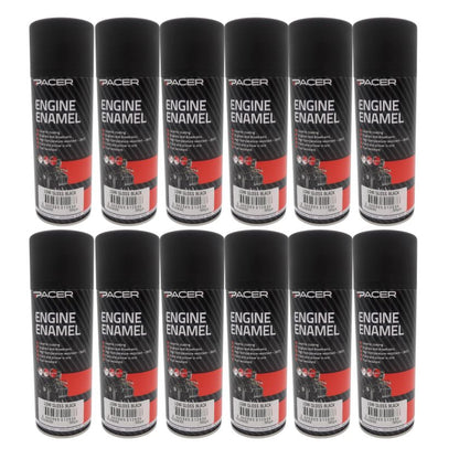 Pacer Engine Enamel EELGB300, Low Gloss Black (12 Cans) - South East Clearance Centre
