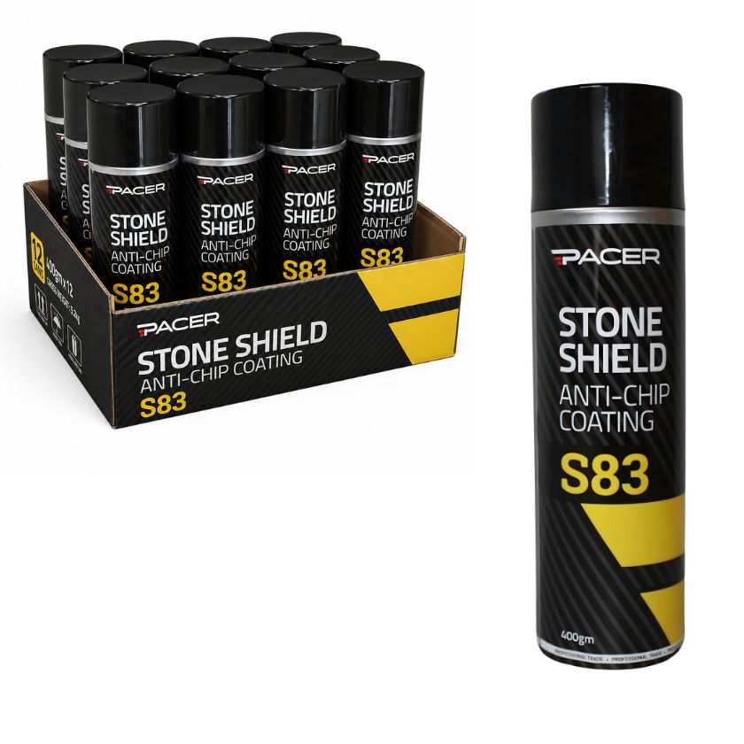 Pacer S83 Stone Shield Black 400g Anti Chip Coating Aerosol (Box of 12) – Underbody & Stone Guard - South East Clearance Centre