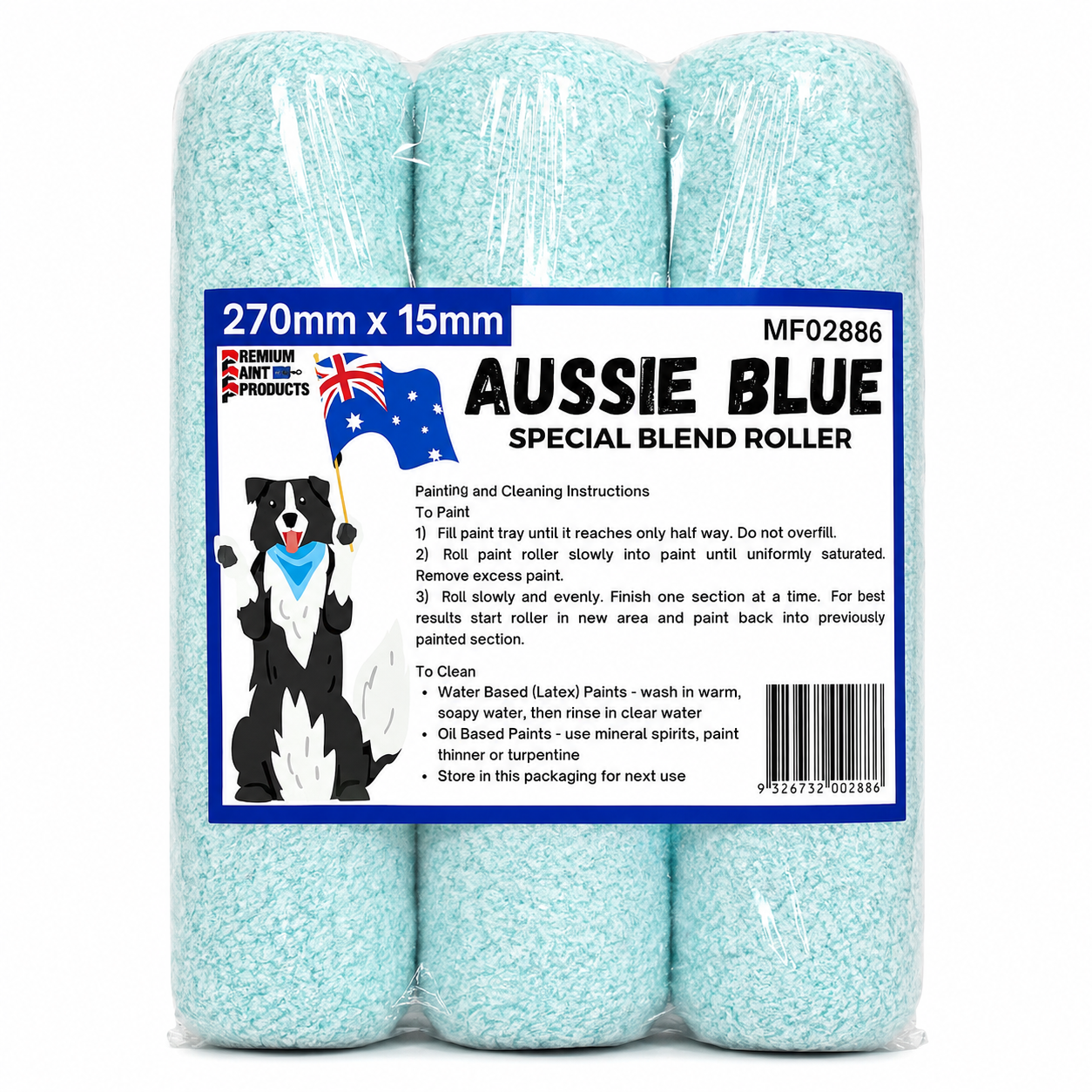 Aussie Blue Special Blend Paint Roller Covers 270 x 15mm – 3 Pack
