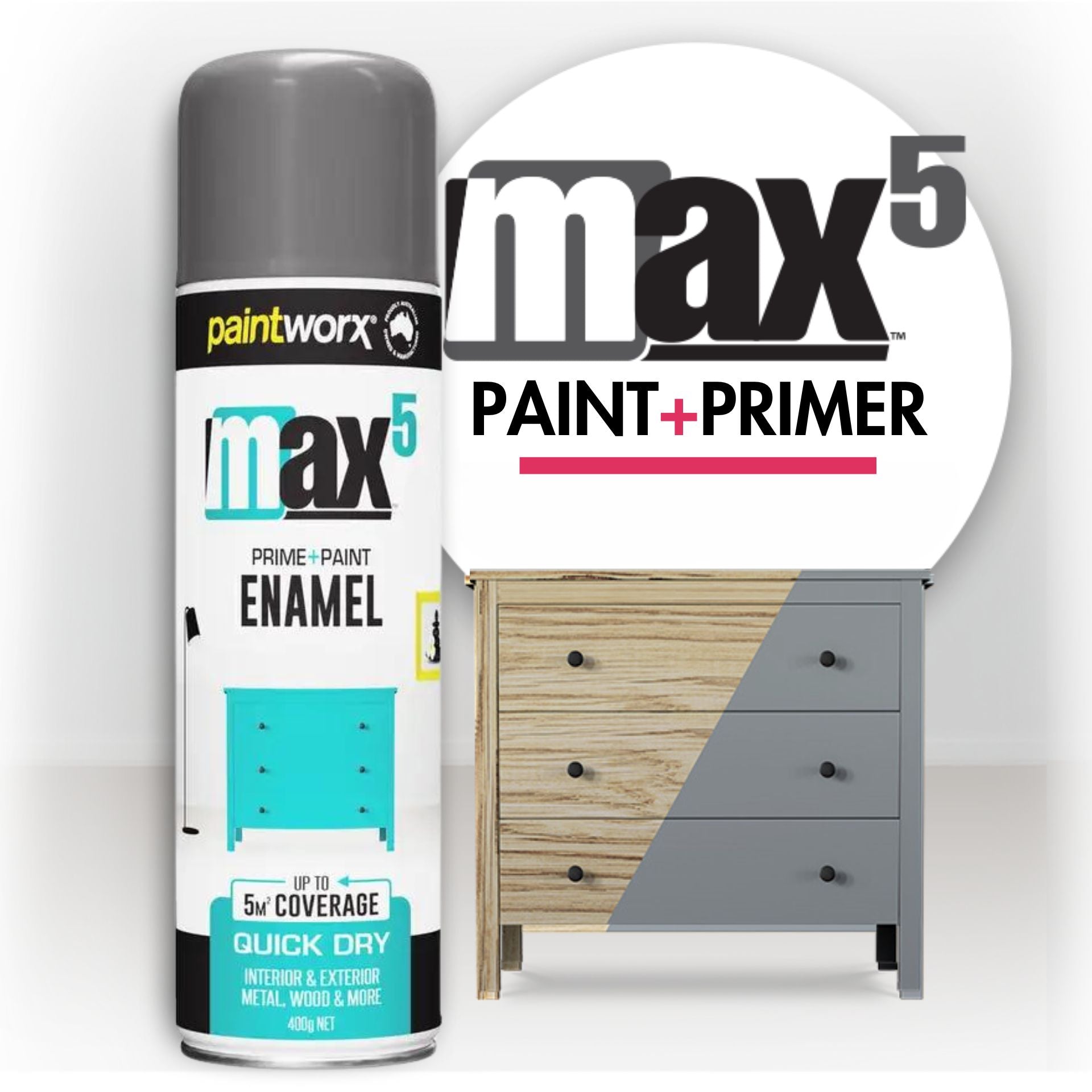 Paintworx MAX5 Enamel 400g | Grey Gloss - South East Clearance Centre