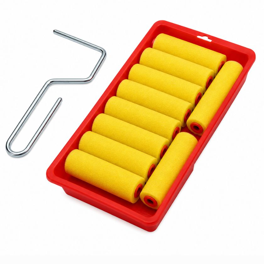 100mm (4") Painters Painting Foam Roller Set with Tray – 12 Piece