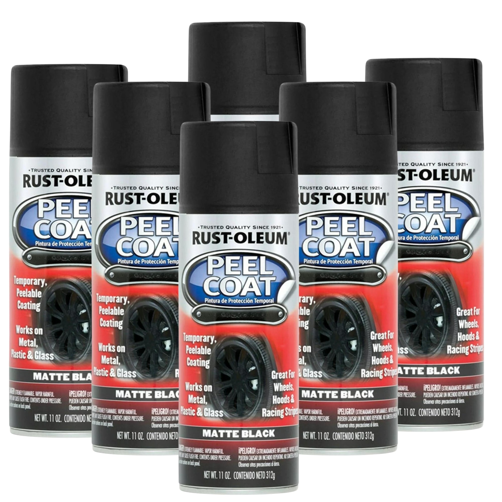 Rust-Oleum Peel Coat Spray Paint Removeable Rubber Coating, Matt Black (6 cans) - South East Clearance Centre