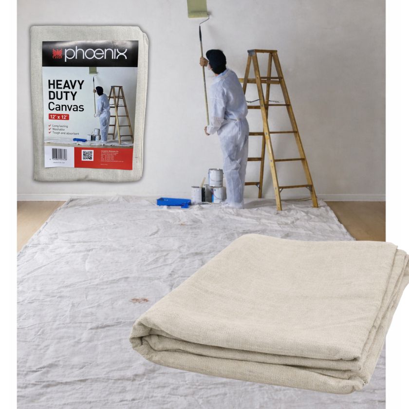 Phoenix 9229 HD Canvas Drop Sheet – Heavy Duty 12' x 12' (3.65M X 3.65M) - South East Clearance Centre