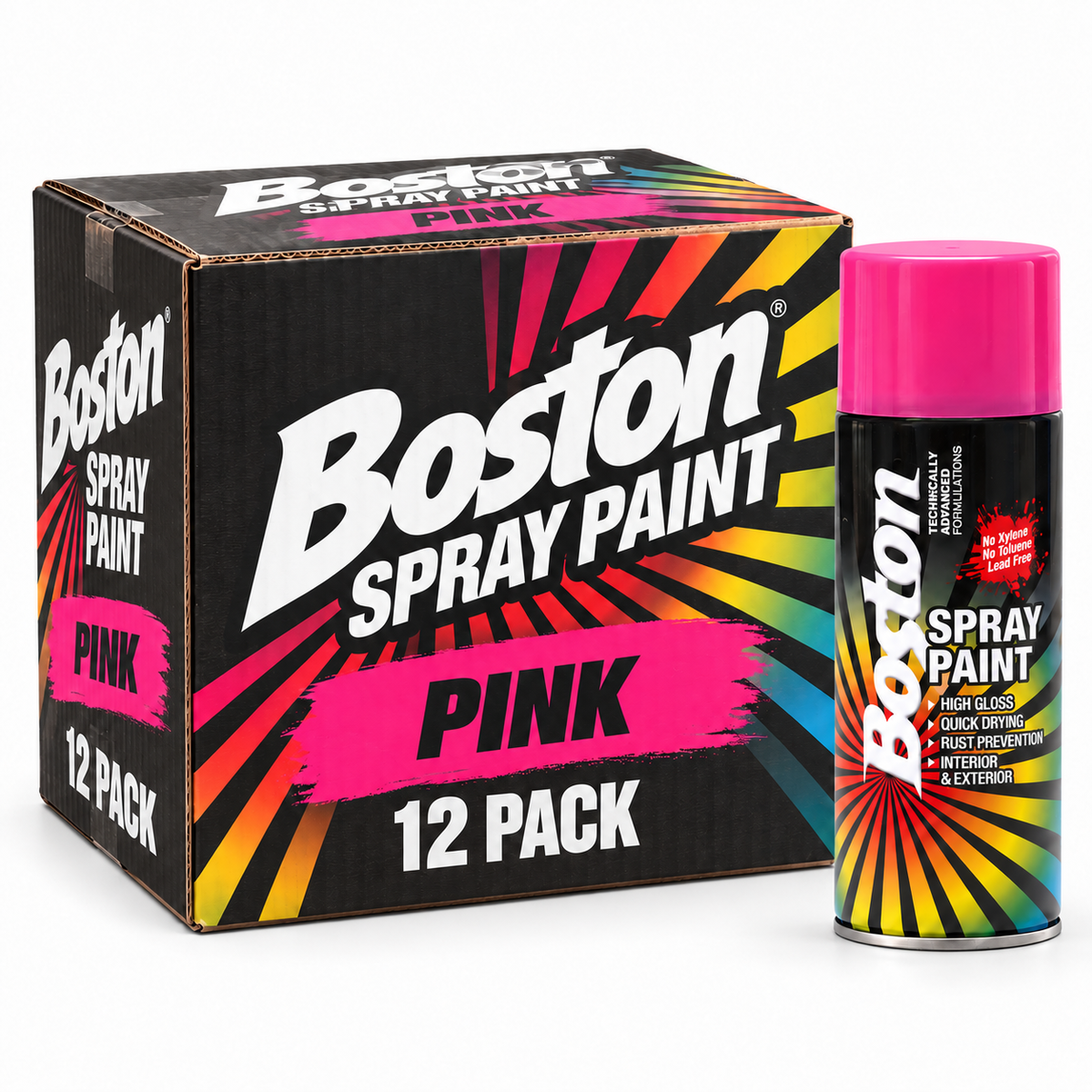 Boston Spray Paint Can 250g (Pink) - 12 Cans