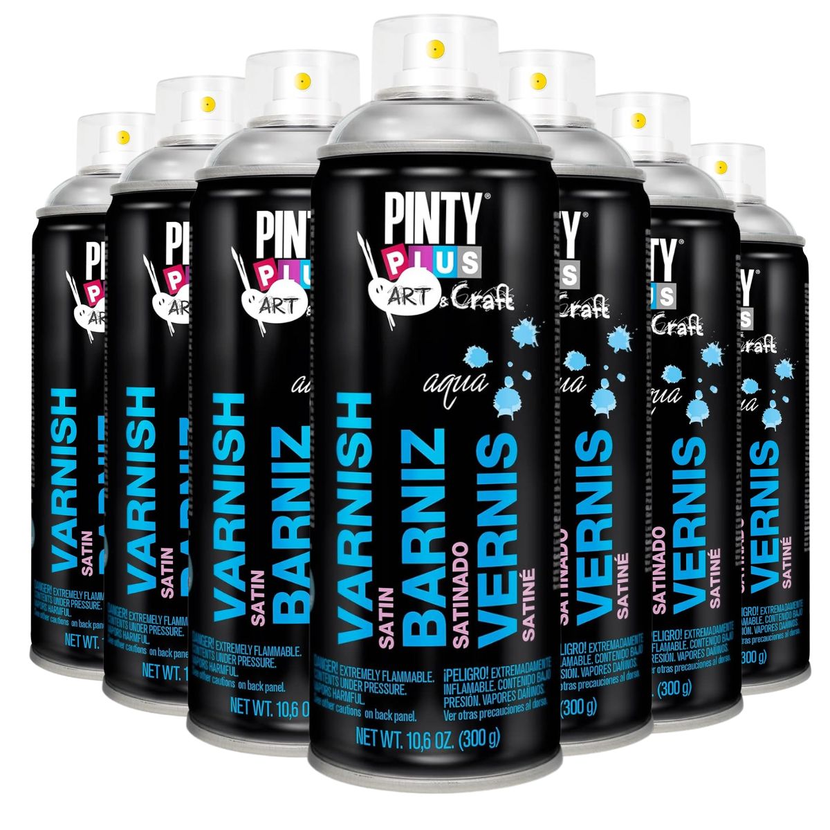 PINTY PLUS WATERBASED TIMBER VARNISH CLEAR SATIN AEROSOL 300G (6 Cans) - South East Clearance Centre