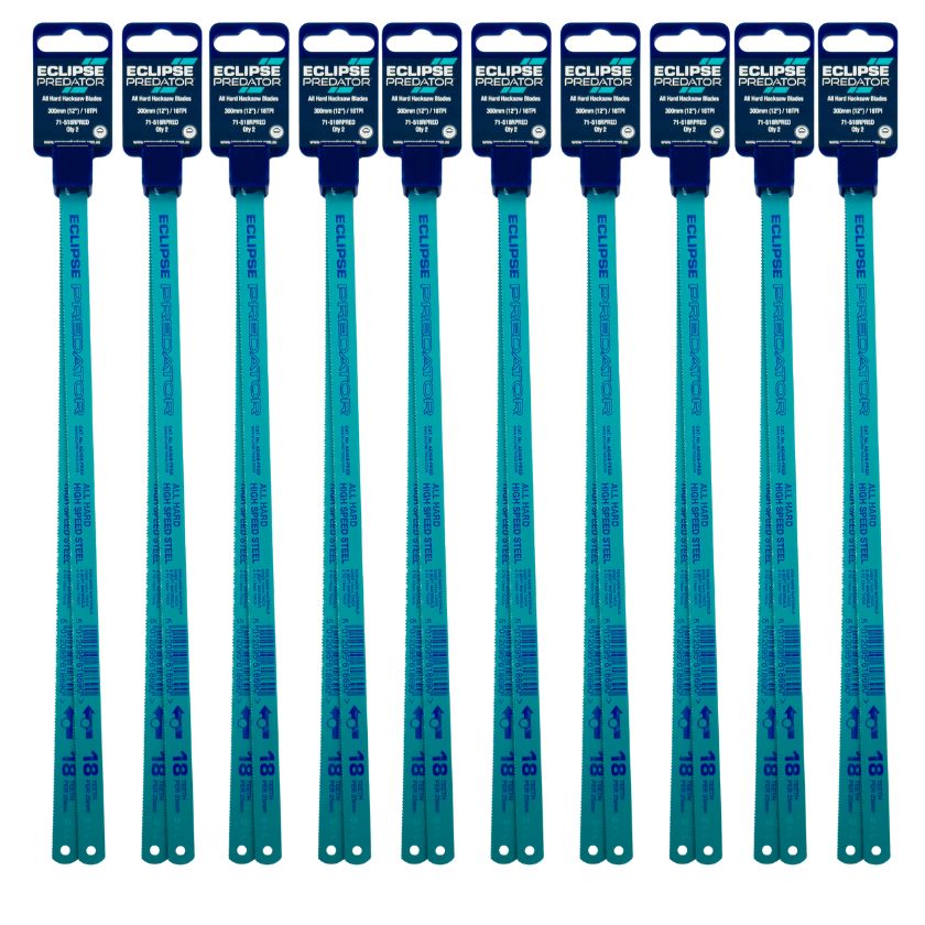Eclipse Predator Hacksaw Blades 300mm (12") 18TPI – Bulk 20 Pack (10 × 2-Packs)