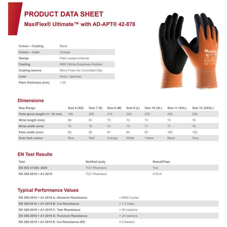 ATG MaxiFlex Ultimate AD-APT Gloves 42-878 Size 10 (XL) (144 Pairs) - South East Clearance Centre