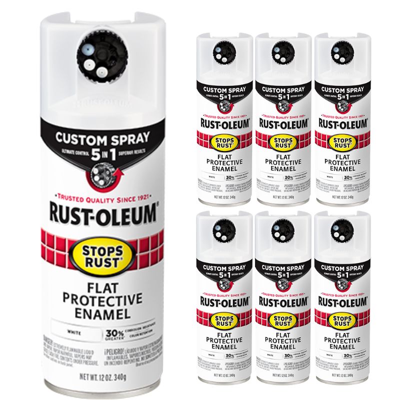 (6 Pack) Rust-Oleum 0Stops Rust® Protective Enamel Custom Spray 5-in-1 (Flat White)
