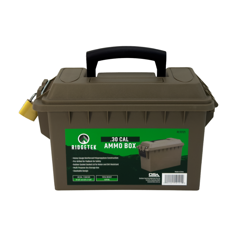 Ridgetek .30Cal Ammo Box with Padlock - Dark Earth - RL10121