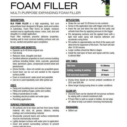 RLA Multipurpose Foam Filler Expanding Foam- Box of 12 - South East Clearance Centre