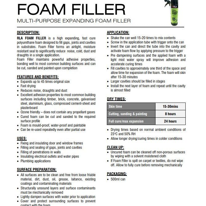 RLA Multipurpose Foam Filler Expanding Foam- Box of 12 - South East Clearance Centre