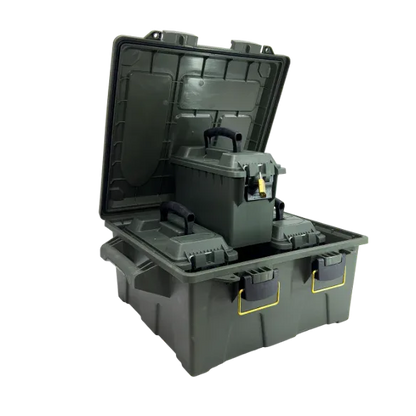 Ridgetek Rl10134 4pc Ammo Box And Large Crate Set In Od Green With Padlock