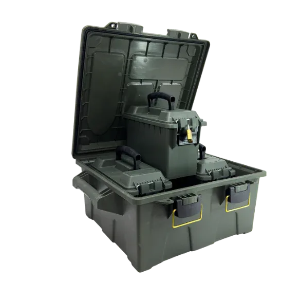 Ridgetek Rl10134 4pc Ammo Box And Large Crate Set In Od Green With Padlock