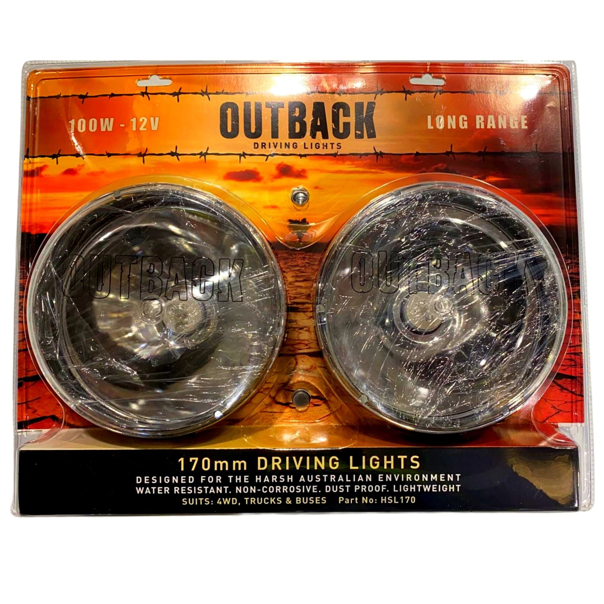 Outback Driving Lights (Twin Pack) - 100W - 12V (LONG RANGE) - HSL170 - South East Clearance Centre