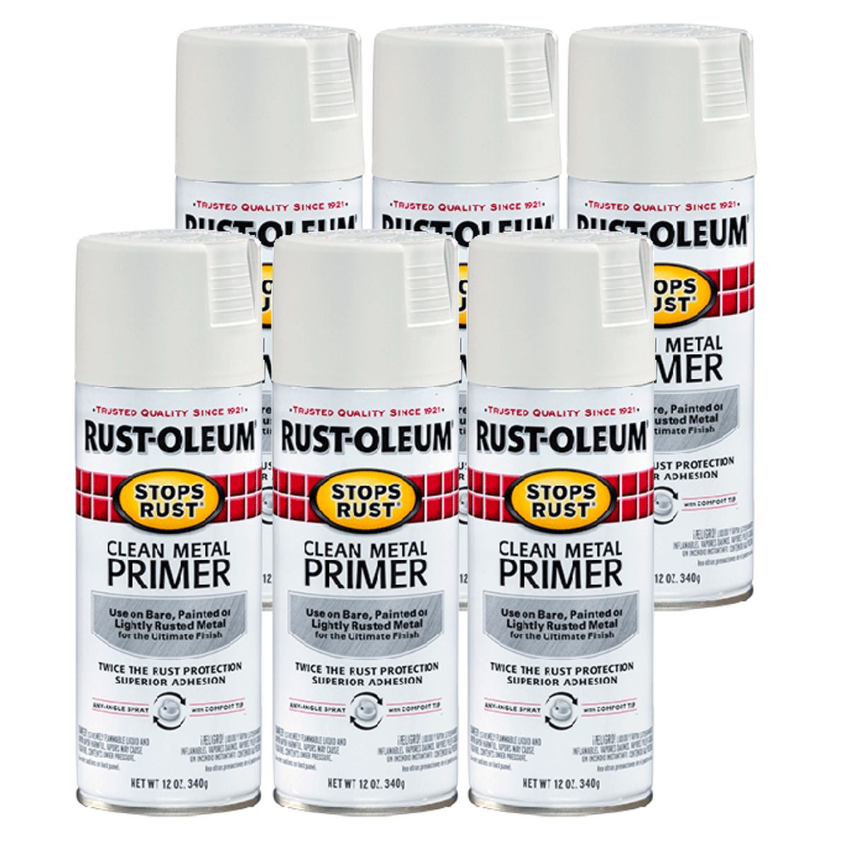 RUSTOLEUM 7780830 STOPS RUST CLEAN METAL PRIMER (6 Cans) - South East Clearance Centre