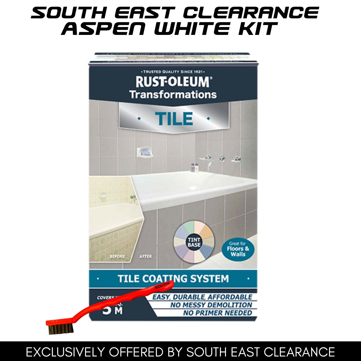 Rust-Oleum TILE TRANSFORMATIONS South East Clearance Kit, Aspen White - South East Clearance Centre