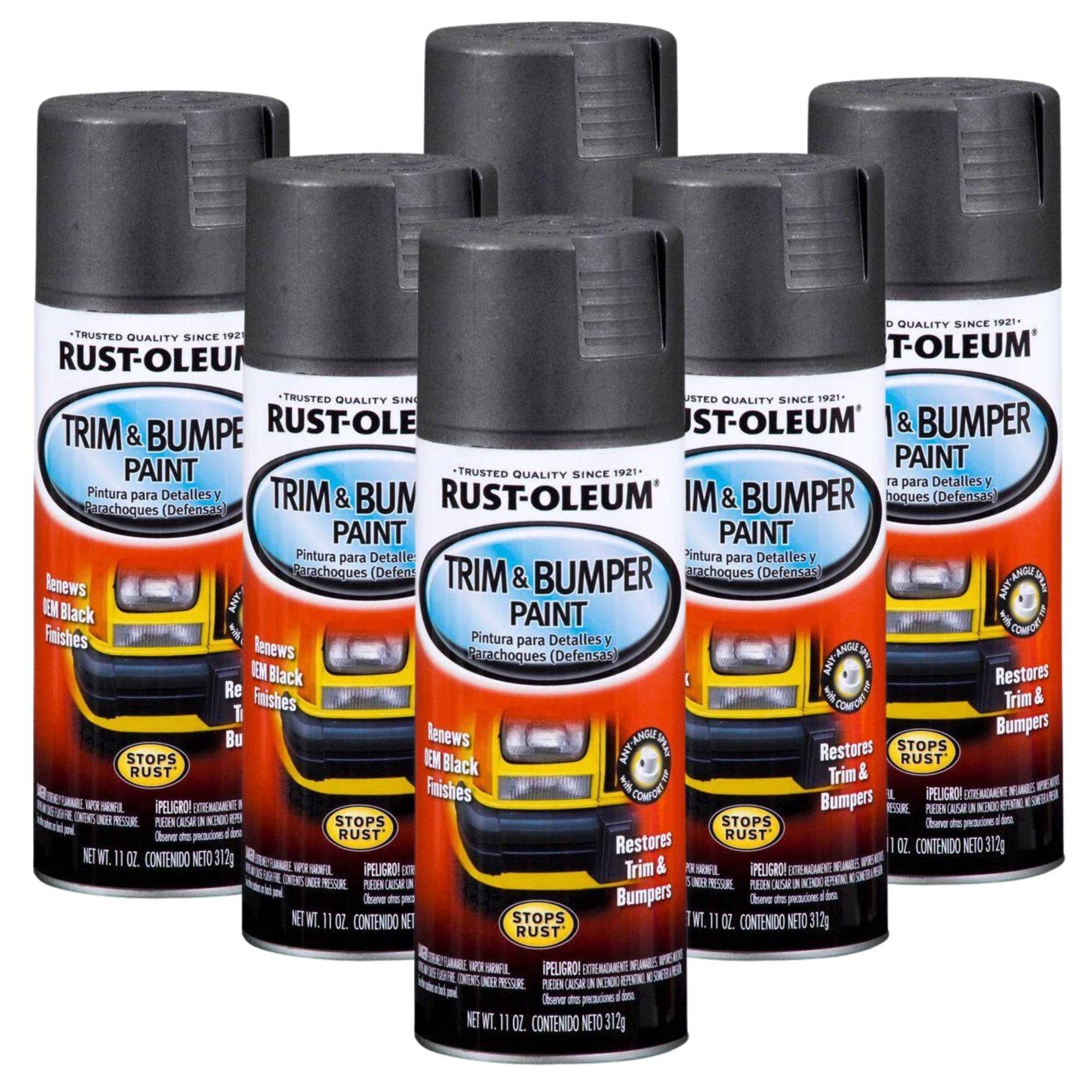 Rust-Oleum Automotive Speciality Paint Range Trim & Bumber 251574 - Matte Black - 6 Cans - South East Clearance Centre
