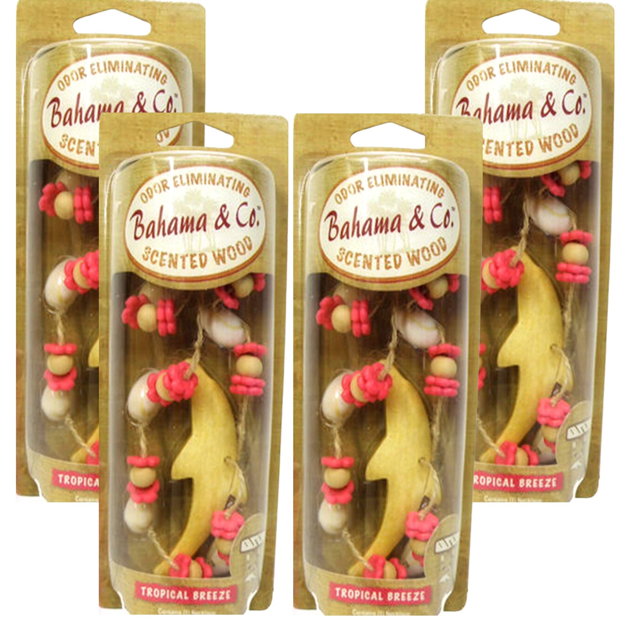 4 pack Air Fresheners Bahama Wood Necklace Tropical Breeze | 06718 - South East Clearance Centre