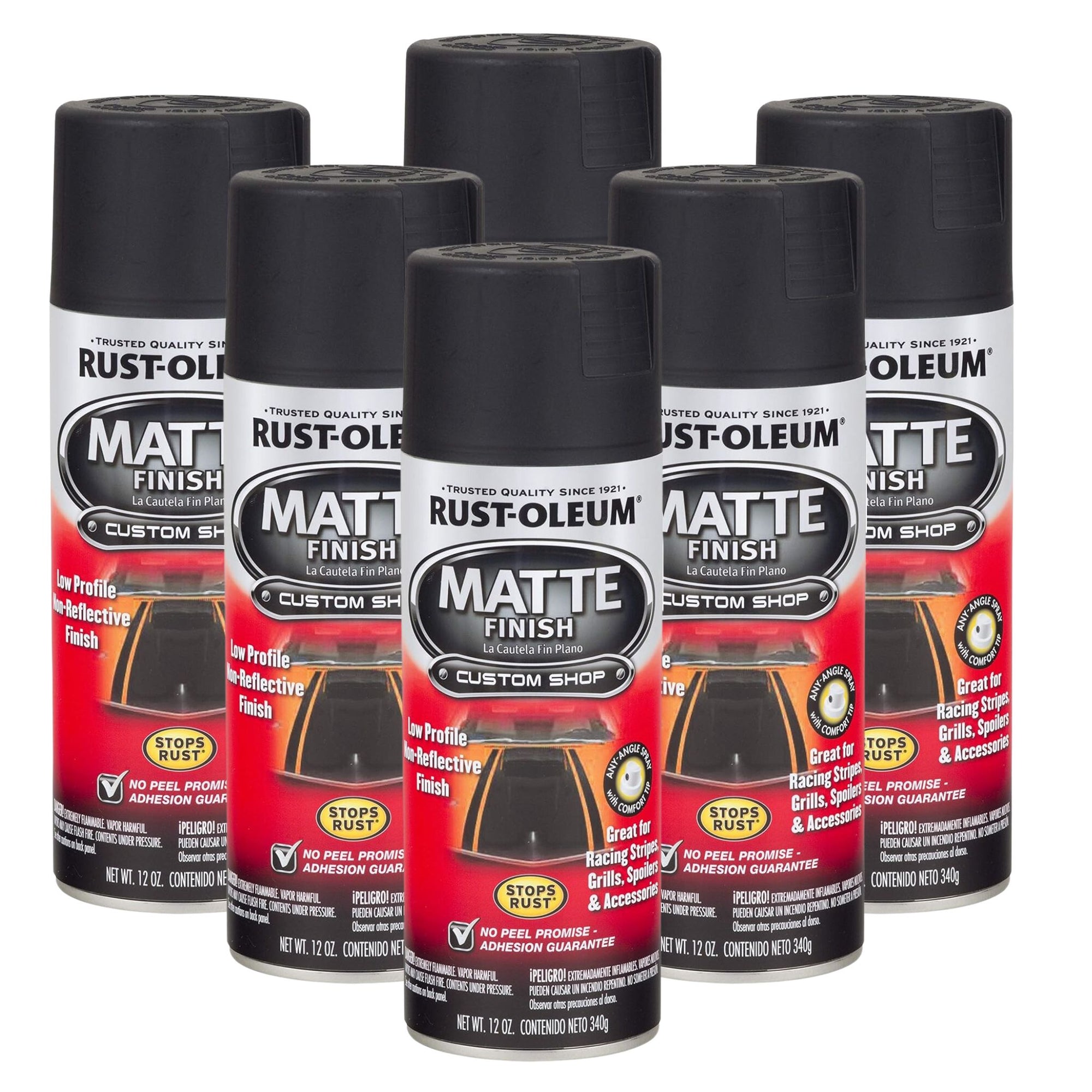 Rust-Oleum Custom Shop Matte Black Finnish paint - Black - (6 Cans) - South East Clearance Centre
