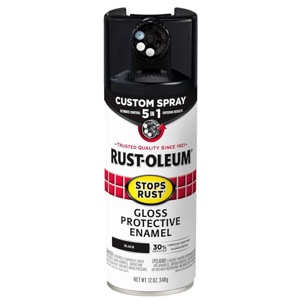 Rust-Oleum 340g Black Stops Rust Custom Spray 5 In 1 Spray Paint - South East Clearance Centre