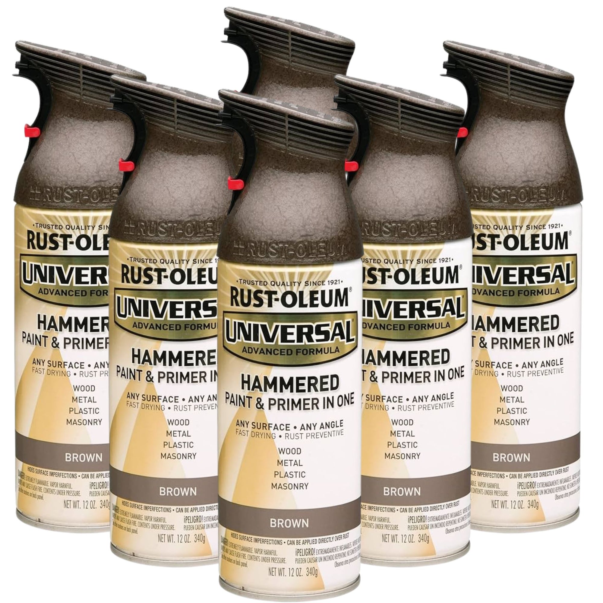 Rust-Oleum 245218 Universal All Surface Spray Paint Hammered Brown (6 Cans) - South East Clearance Centre