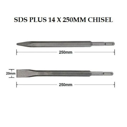 2pc 10" SDS-Plus Steel Chisel Set – 10mm Shank Point & 20mm Flat (Rotary Hammer)