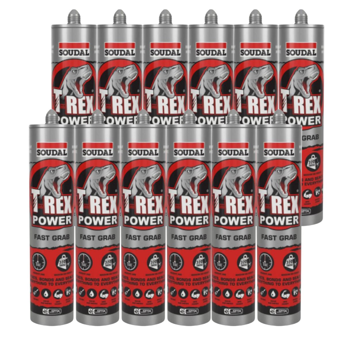 Soudal 121968 T-Rex Power Fast Grab 290ml SMX® Polymer Sealant Adhesive ...