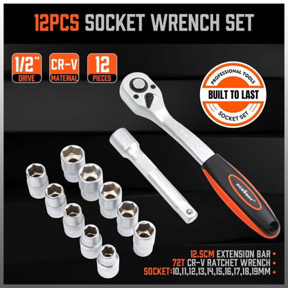 1/2" Ratchet Socket Wrench Set Extension Bar | 12 pieces - South East Clearance Centre