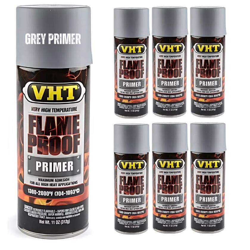 (6 Cans) VHT Flame Proof Header Exhaust Spray Paint High Temperature Grey Primer SP100 - South East Clearance Centre