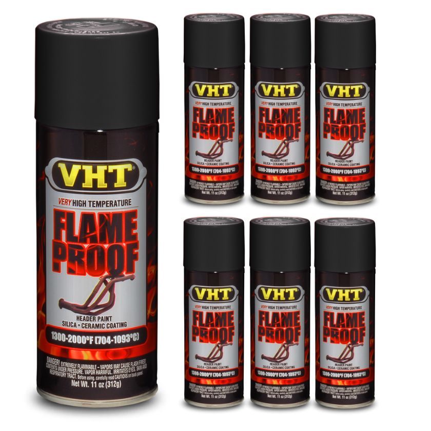 6 x VHT Flame Proof High Heat Coating Header And Exhaust Spray Paint Black SP102 - South East Clearance Centre