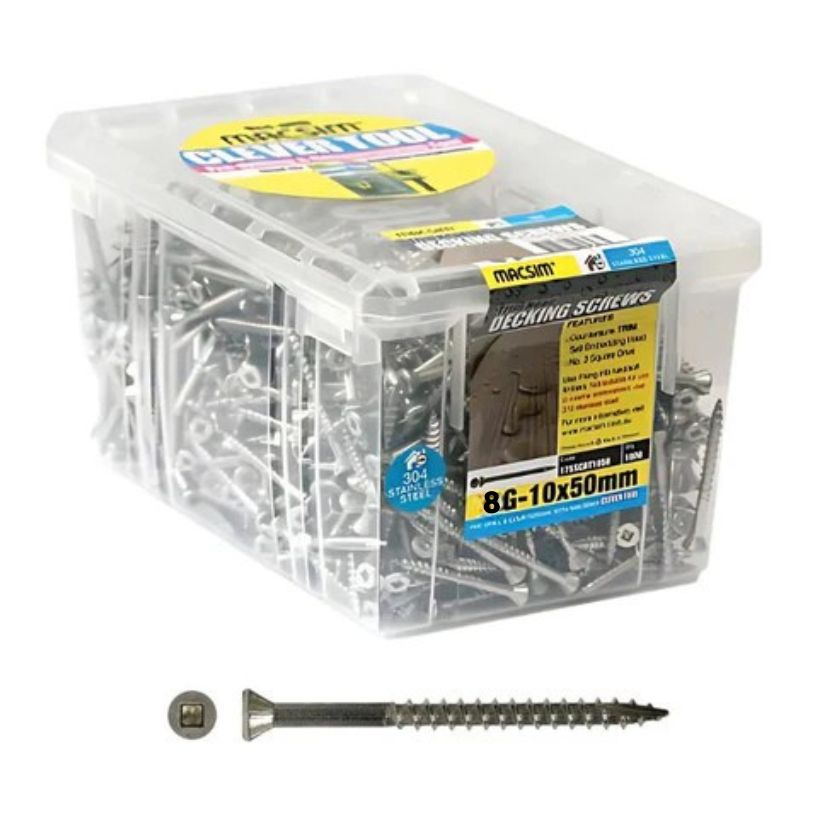 Macsim 8G X 50mm Decking Screws TRIM T17 SS304 (1000 Pack)