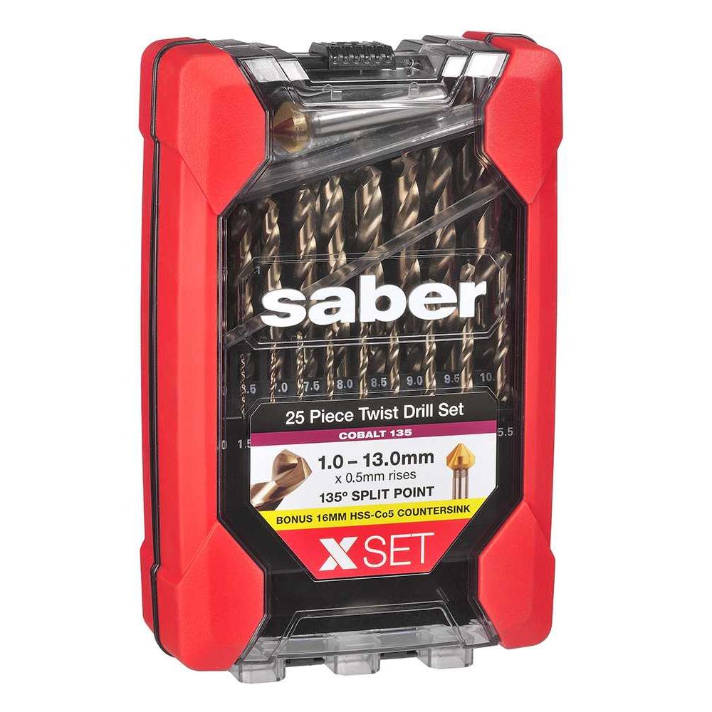 Bordo Saber X-SET HSS-Co5 (Cobalt) Metric Twist Drill Set with BONUS Countersink