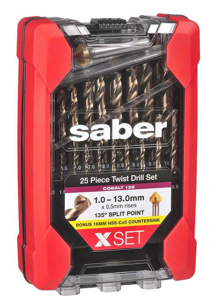 Bordo Saber X-SET HSS-Co5 (Cobalt) Metric Twist Drill Set with BONUS Countersink